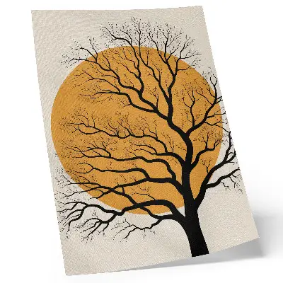 Premium wall art minimalist tree on an orange background
