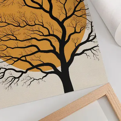 Premium wall art minimalist tree on an orange background