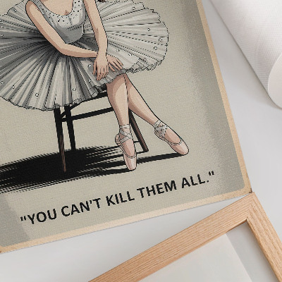 Decorative poster Ballerina in a tulle dress with black lettering nostalgia