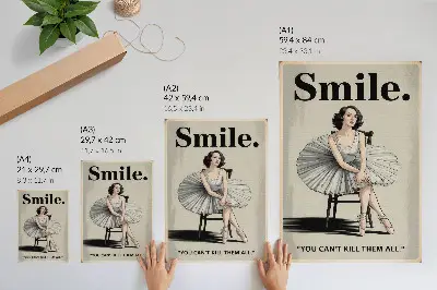 Ballerina in a tulle dress decorative poster with black lettering nostalgia