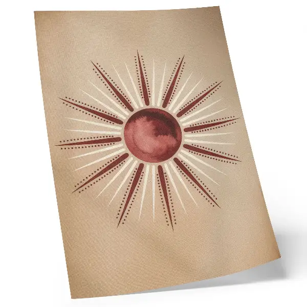 Art print boho style radiant sun with warm tones