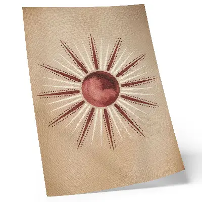 Art print boho style radiant sun with warm tones