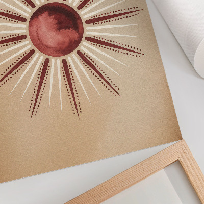 Art print Boho style, radiant sun, warm tones