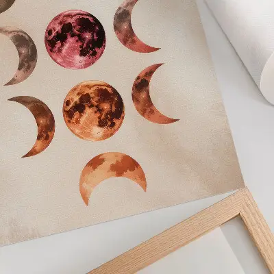 Premium wall art featuring a cosmic atmosphere with symmetry of the moons in warm colors