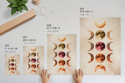 Premium wall art Symmetry of the moons, warm colors, cosmic atmosphere