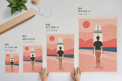 Poster Surfer board beach sea peace relaxation