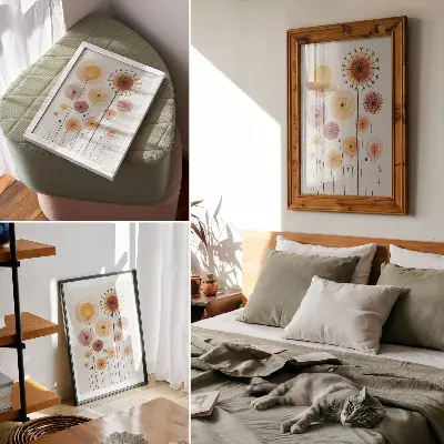 Art print pastel dandelions in a delicate modern style