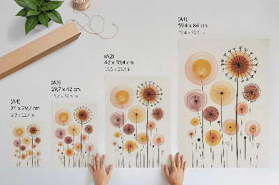 Art print Pastel dandelions, modern style, delicate