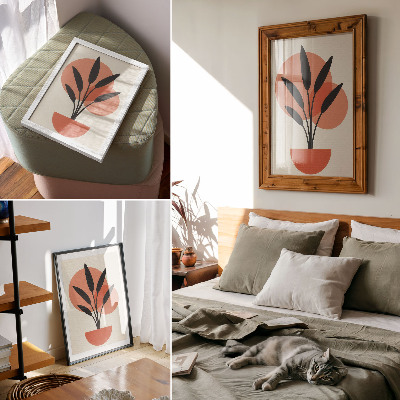 Premium wall art Abstract geometric leaves beige background