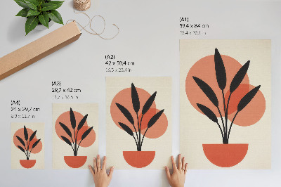 Premium wall art Abstract geometric leaves beige background