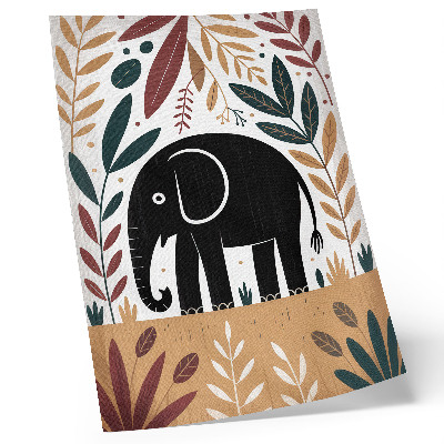 Decorative poster Elephant among the leaves elegance of nature simplicity