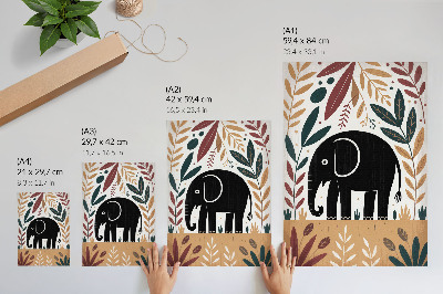 Decorative poster Elephant among the leaves elegance of nature simplicity