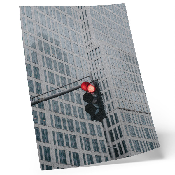 Art print Tall glass skyscrapers in intense red