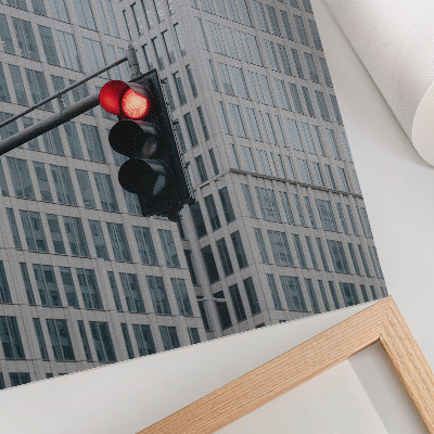 Art print Tall glass skyscrapers in intense red