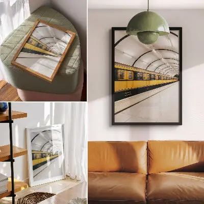 Decorative poster modern metro with smooth dynamic lines