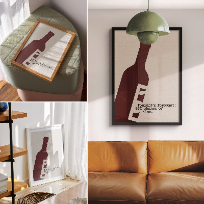 Art print Minimalist graphics in burgundy tones