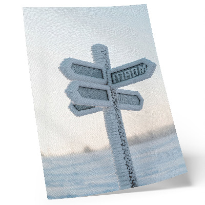 Art print Snow-covered directional sign winter minimalism