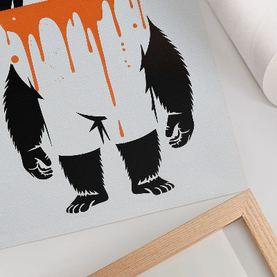 Decorative poster A gorilla in overalls against a vibrant orange background