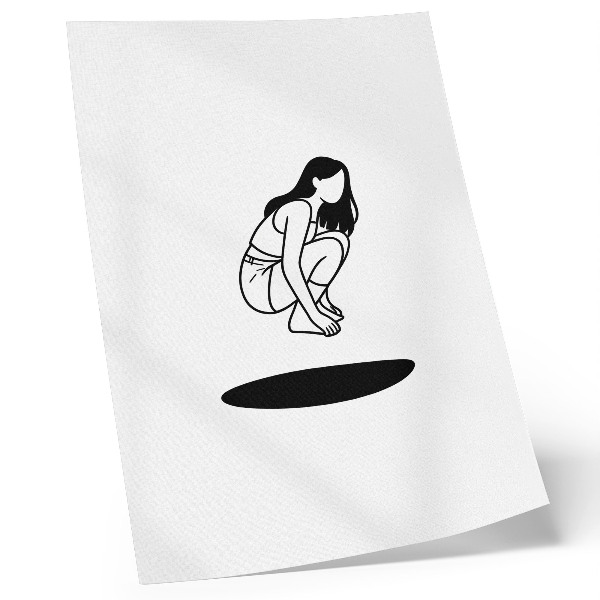 Art print A crouching figure on a white background with no details
