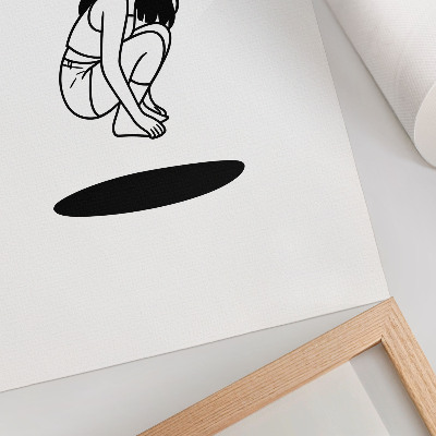 Art print A crouching figure on a white background with no details