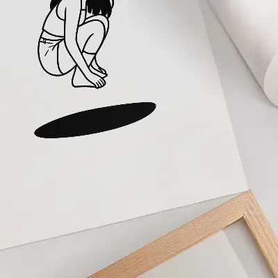 Art print crouching figure on a white background