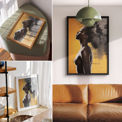 Decorative poster Stylish woman figure yellow and black contrast