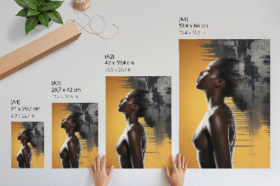 Decorative poster Stylish woman figure yellow and black contrast