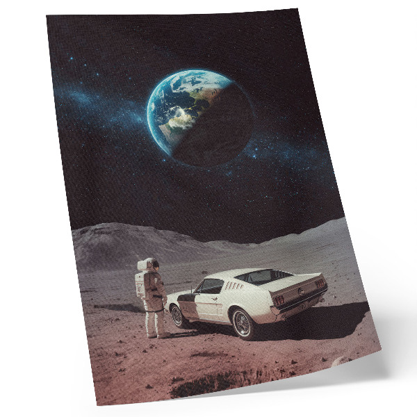 Poster Astronaut on the moon car Earth stars