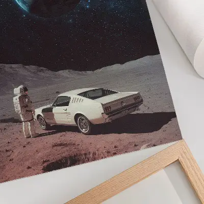 Astronaut on the Moon poster featuring Earth and stars