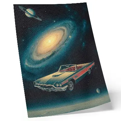 A car in space art print a fantastic combination