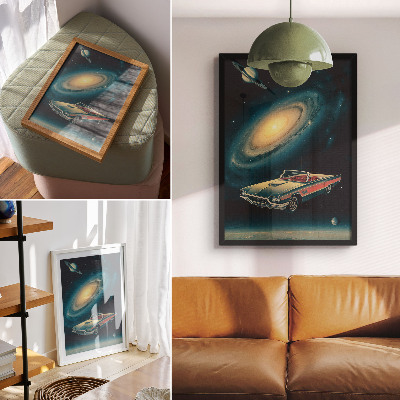 Art print A car in space is a fantastic combination