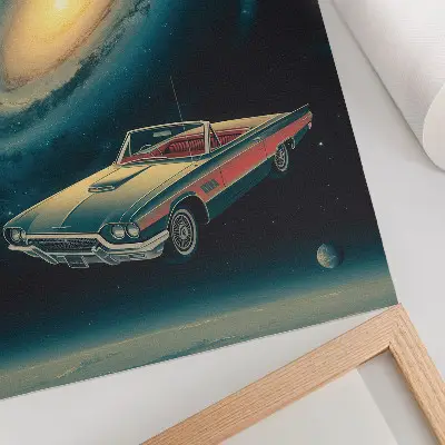 A car in space art print a fantastic combination