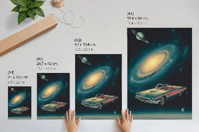 A car in space art print a fantastic combination