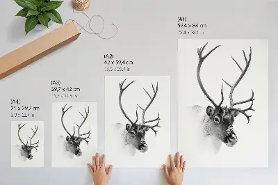 Majestic Reindeer premium wall art black and white contrast
