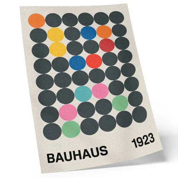 Geometric Bauhaus wall art vibrant black circles with artistic inspiration