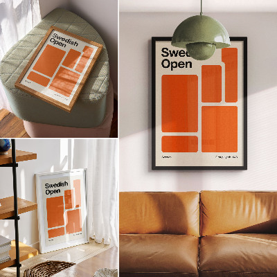 Decorative poster Orange rectangles on a cream background