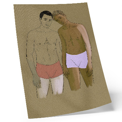 Art print Illustration of men in underwear in warm colors