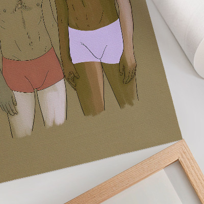 Art print Illustration of men in underwear in warm colors