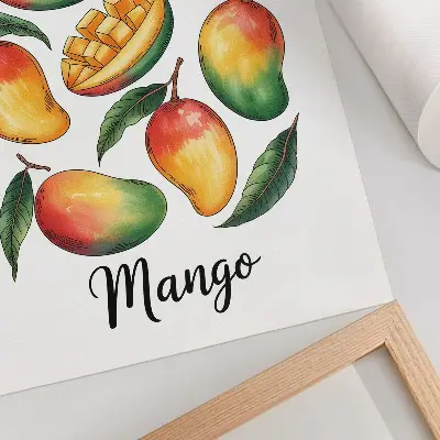 Decorative poster exotic mango green leaves illustration