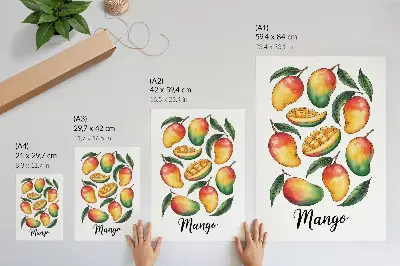 Decorative poster exotic mango green leaves illustration