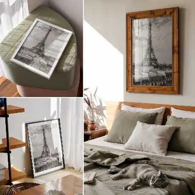 Eiffel Tower wall art elegant modern perspective in gray