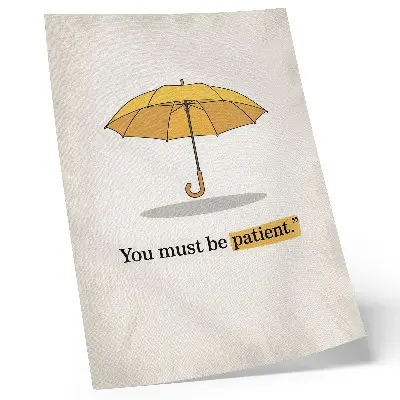 Decorative poster yellow umbrella on a minimalist cream background