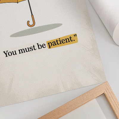 Decorative poster Yellow umbrella cream background minimalism