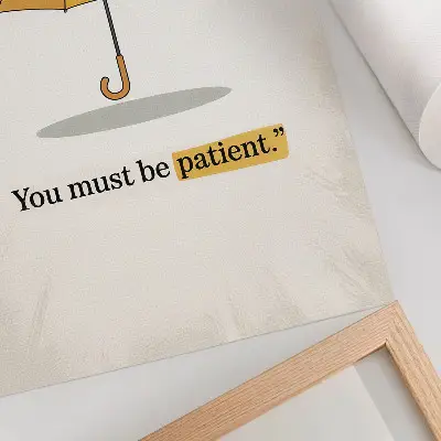 Decorative poster yellow umbrella on a minimalist cream background
