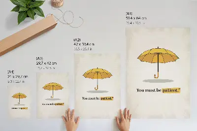 Decorative poster yellow umbrella on a minimalist cream background