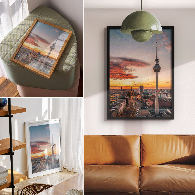 Art print City Tower at sunset