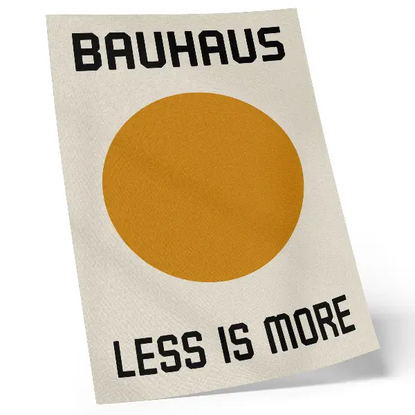Decorative poster minimalist Bauhaus circle art print with a cream background