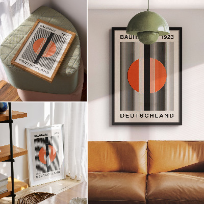 Decorative poster Geometric motif with black and orange contrast