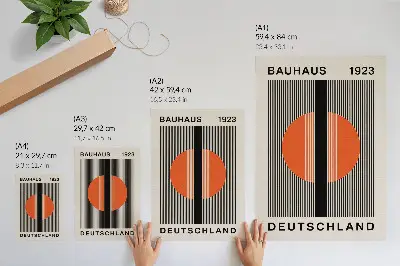 Decorative poster with a geometric motif in black and orange contrast