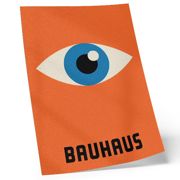 Poster Eye in geometric shapes on an orange background